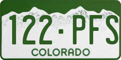 CO license plate 122PFS