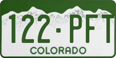 CO license plate 122PFT