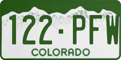 CO license plate 122PFW