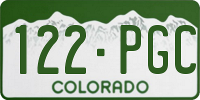 CO license plate 122PGC