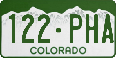 CO license plate 122PHA
