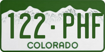 CO license plate 122PHF