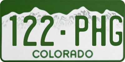 CO license plate 122PHG