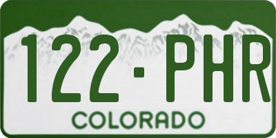 CO license plate 122PHR