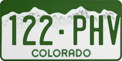CO license plate 122PHV