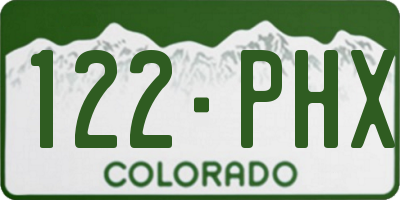 CO license plate 122PHX