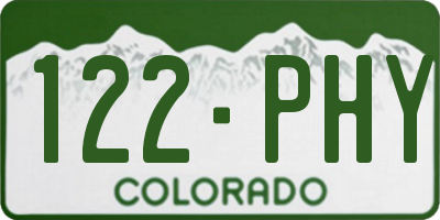 CO license plate 122PHY
