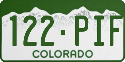 CO license plate 122PIF