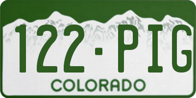CO license plate 122PIG