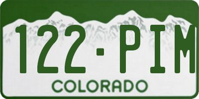 CO license plate 122PIM