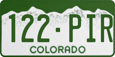 CO license plate 122PIR