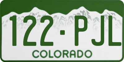 CO license plate 122PJL