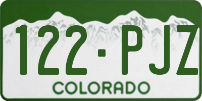 CO license plate 122PJZ