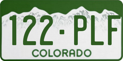 CO license plate 122PLF