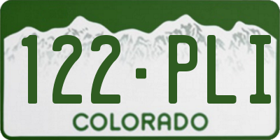 CO license plate 122PLI