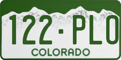 CO license plate 122PLO