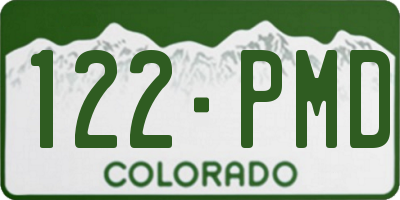 CO license plate 122PMD