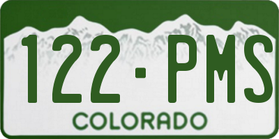 CO license plate 122PMS