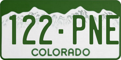 CO license plate 122PNE