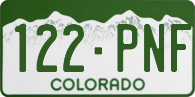 CO license plate 122PNF
