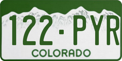 CO license plate 122PYR