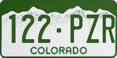 CO license plate 122PZR