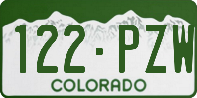 CO license plate 122PZW