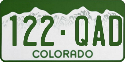 CO license plate 122QAD
