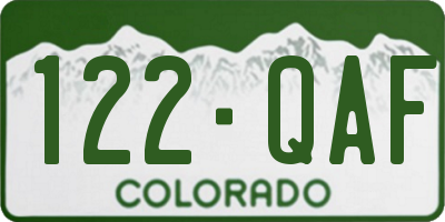 CO license plate 122QAF