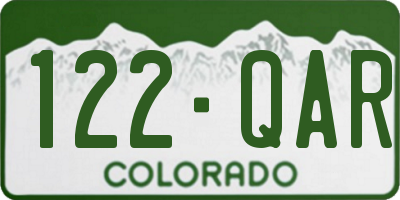 CO license plate 122QAR