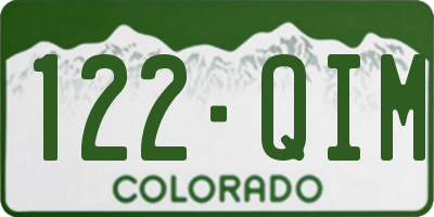 CO license plate 122QIM