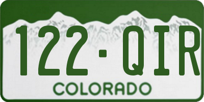 CO license plate 122QIR