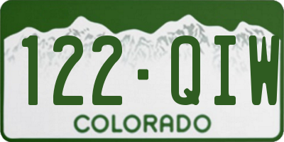 CO license plate 122QIW