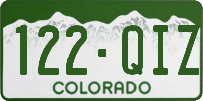 CO license plate 122QIZ