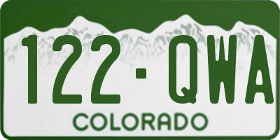 CO license plate 122QWA