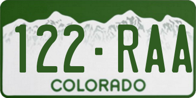 CO license plate 122RAA