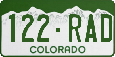 CO license plate 122RAD