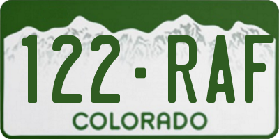 CO license plate 122RAF