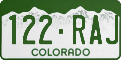 CO license plate 122RAJ