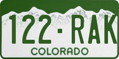 CO license plate 122RAK