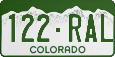 CO license plate 122RAL