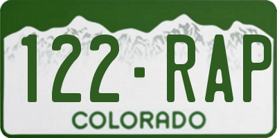CO license plate 122RAP