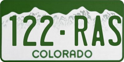 CO license plate 122RAS