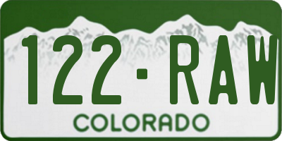 CO license plate 122RAW
