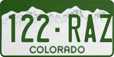CO license plate 122RAZ