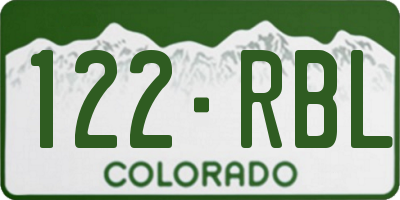 CO license plate 122RBL