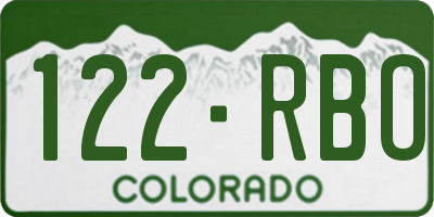 CO license plate 122RBO
