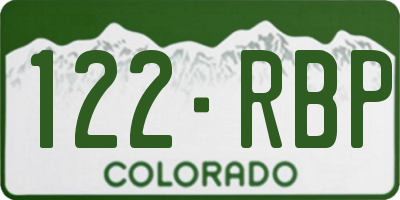 CO license plate 122RBP