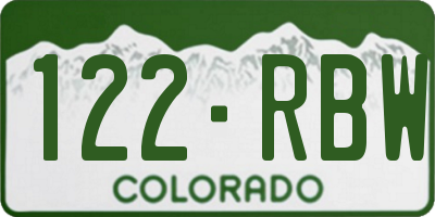 CO license plate 122RBW