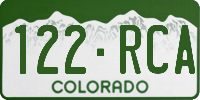 CO license plate 122RCA